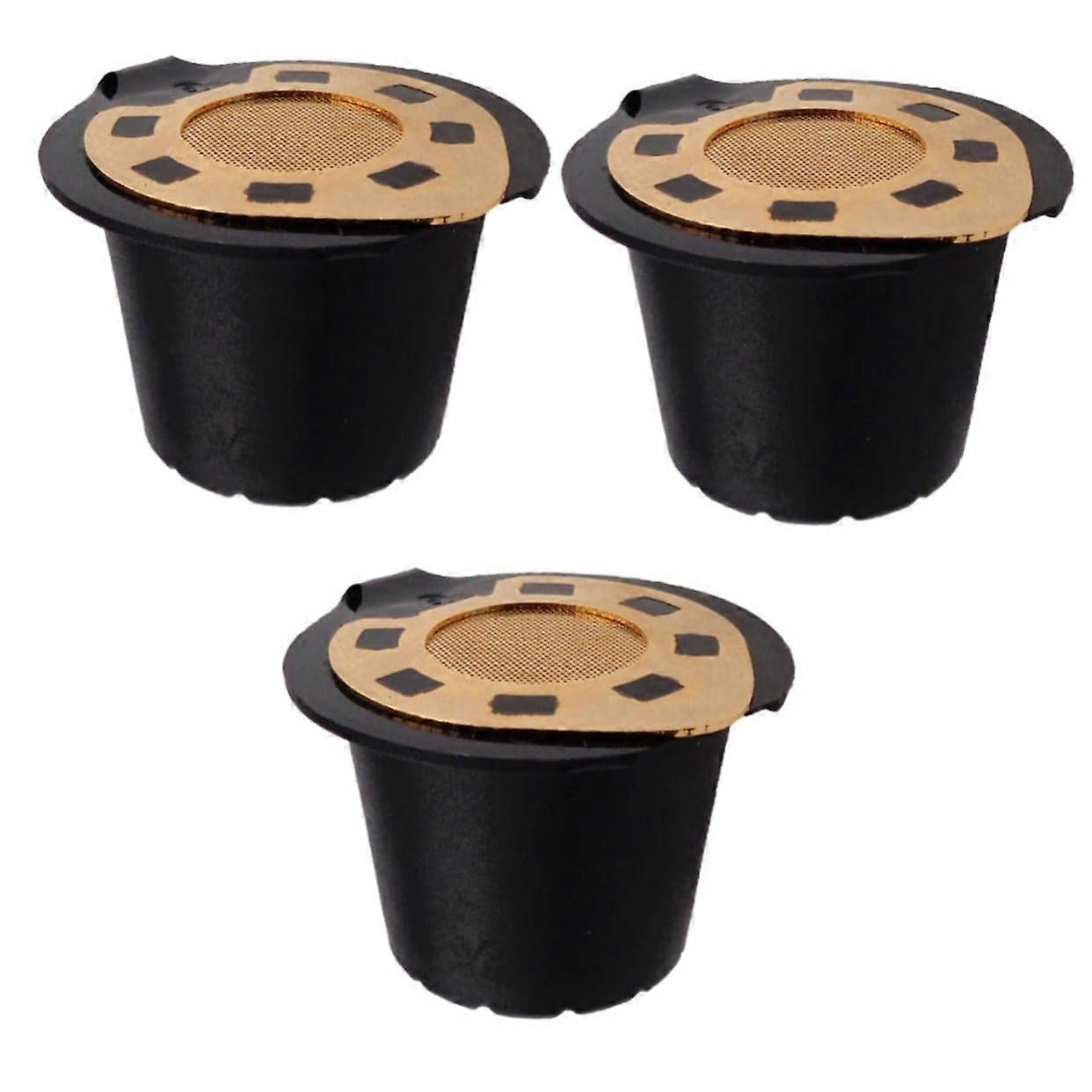 3pcs Stainless Steel Refillable Coffee Capsule Pods with Permanent Mesh Reusable Coffee Filter