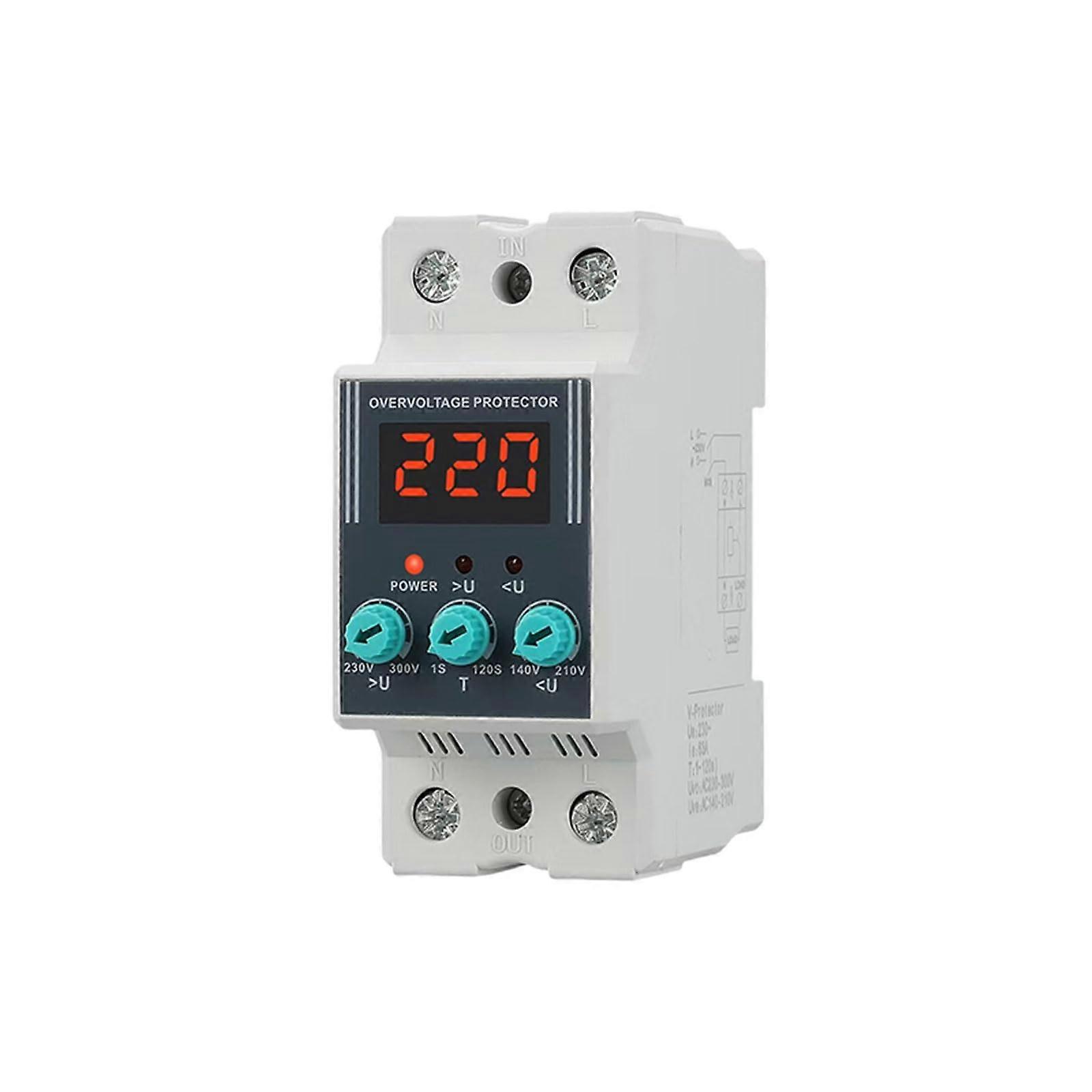 Voltage Protector 63A Adjustable Under Over Voltage Stabilizer with Voltmeter for Home and Office