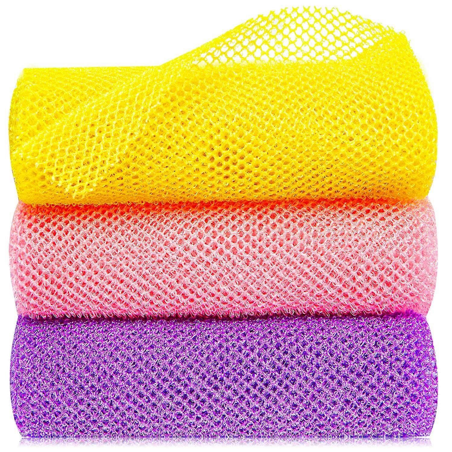 3 Pcs African Exfoliating Sponge Set with Deep Exfoliating Texture and Extra Long Stretch Design