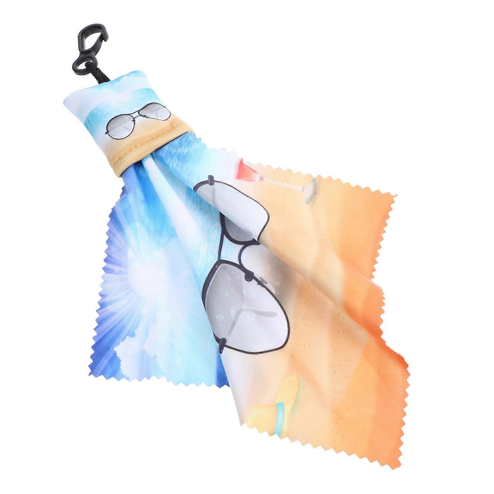 Glasses Cleaning Cloth with Printed Strap Microfiber Lens Cleaner Keychain for Eyeglasses