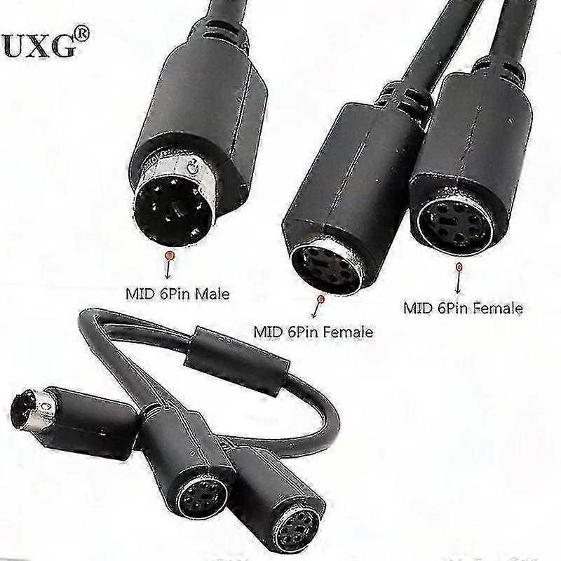 Mini Din 6-pin PS/2 Y Splitter Adapter Cable, 0.3m 30cm 1ft Data Cable