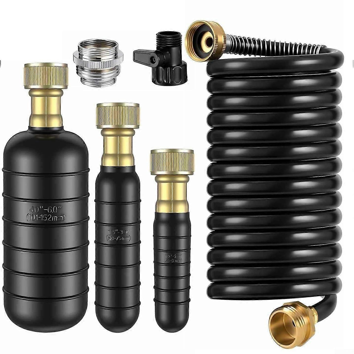 Pressure Drain Cleaning Bladder Set for 16 Inch Pipes, 3 Sizes Rubber Pipe Unclogging Tool