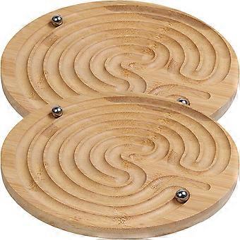 Rolling Bead Balances Maze Game Toy for Playing 2Pcs Wooden Educational Toy
