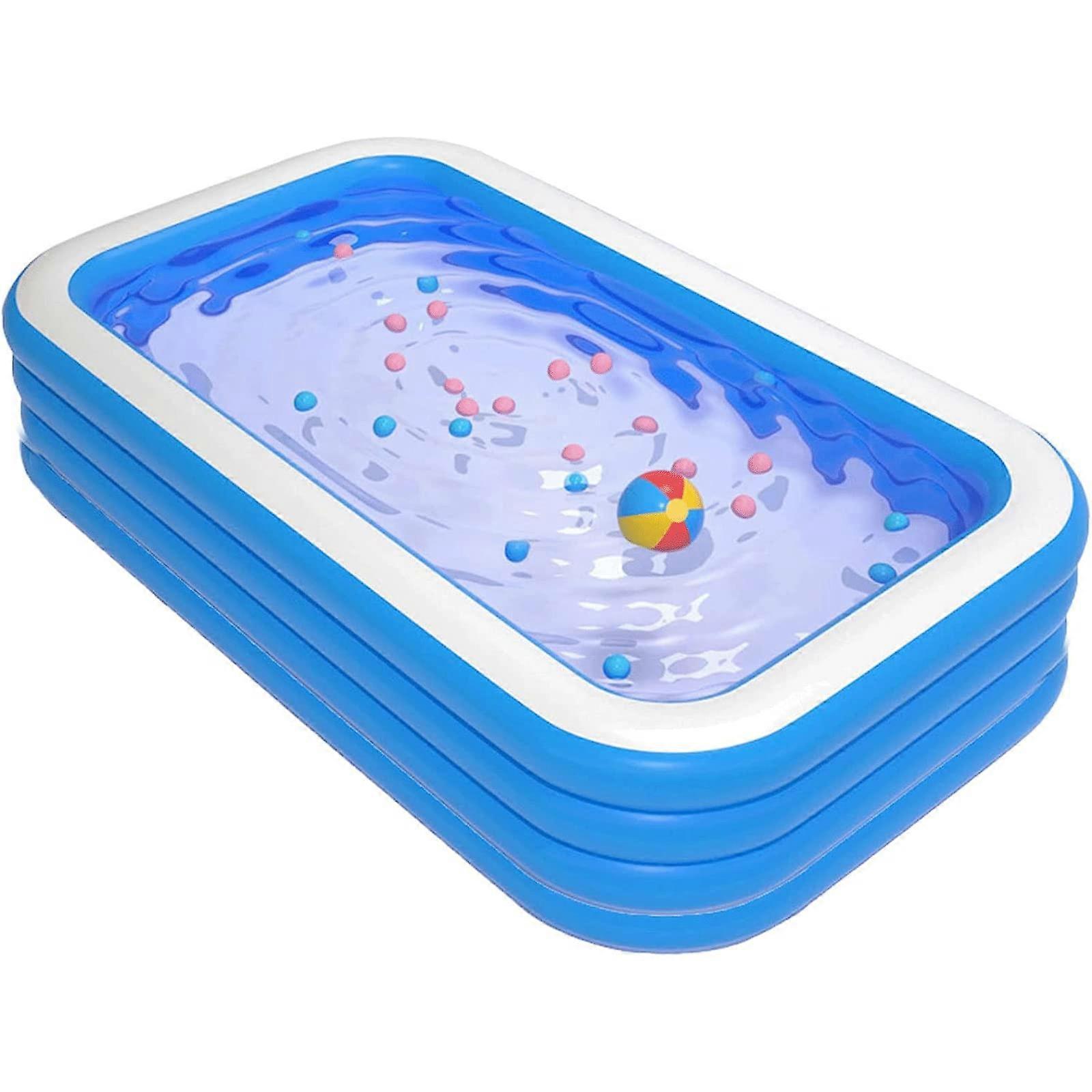 Oversized Inflatable Pool with Thickened Durable Walls, Large Rectangular Design for Backyard