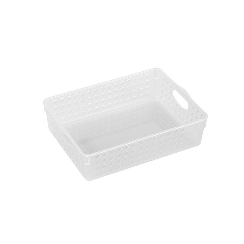 File Basket Plastic Storage Basket for Collecting File White Small Size