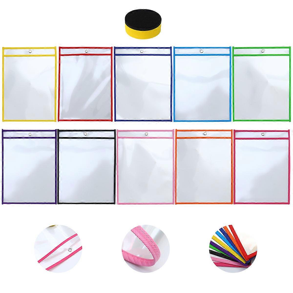 Children Dry Erase Document Pouches Reusable File Pockets Set