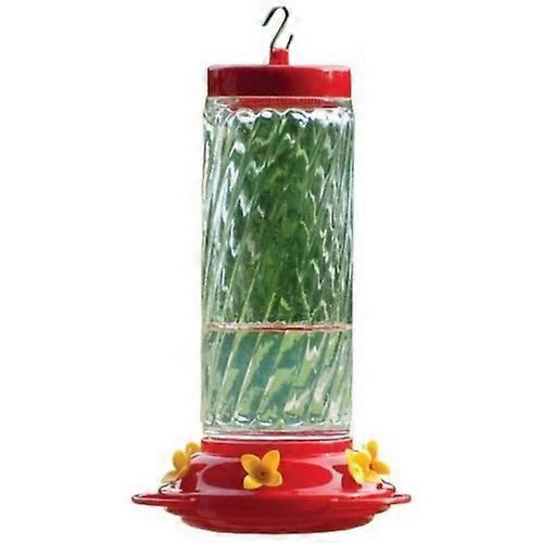 Audubon Swirl Glass Hummingbird Feeder, 30 Oz, Red/Clear