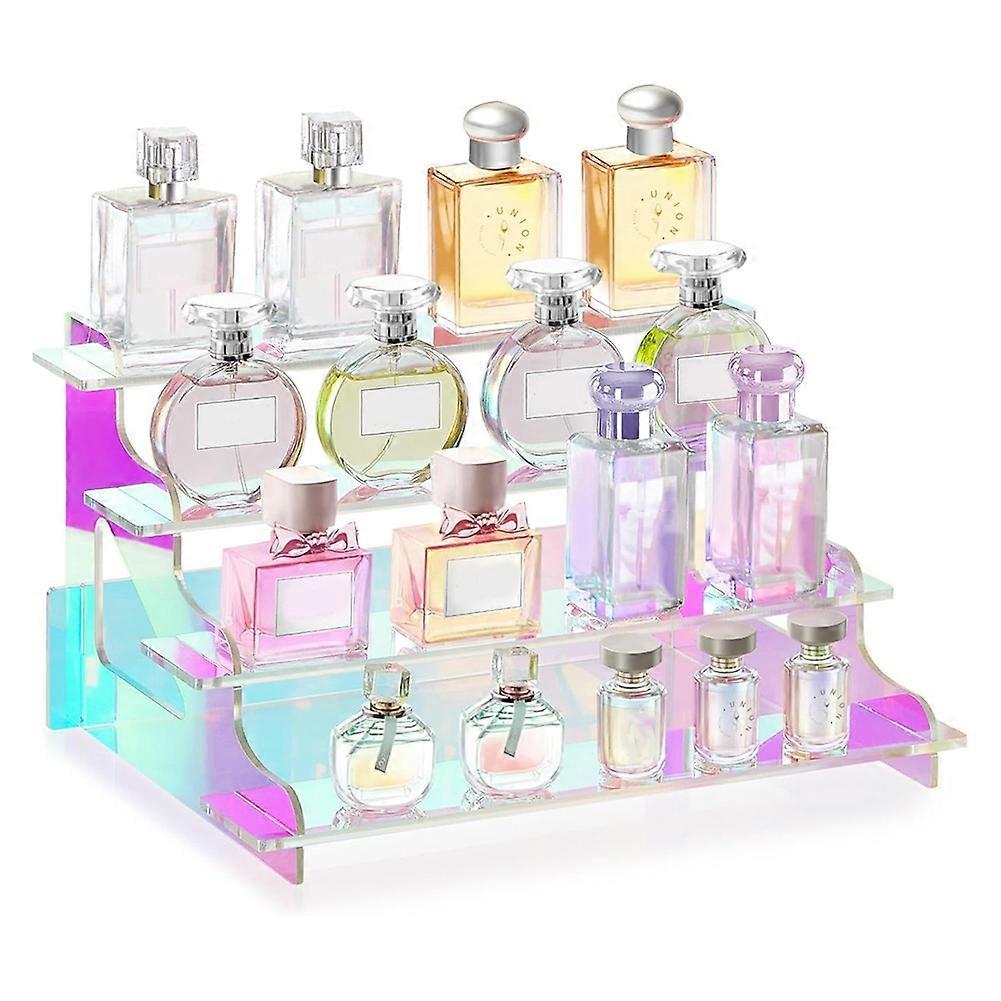 4 Tier Iridescent Display Risers Stand, Plastic Risers for Display, Perfume Organizer, Display for