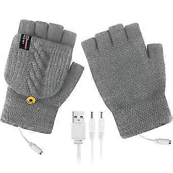 Guantes calefactables AWZXDE para uso en exteriores - Calentadores de invierno recargables de cuero con batería de iones de litio, color gris, A