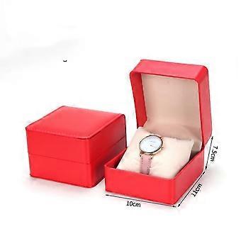 PU Leather Watch Box with Pillow Round Corners Wristwatch Display Case Organizer for Women Men Watch Jewelry Bracelet Storage Box