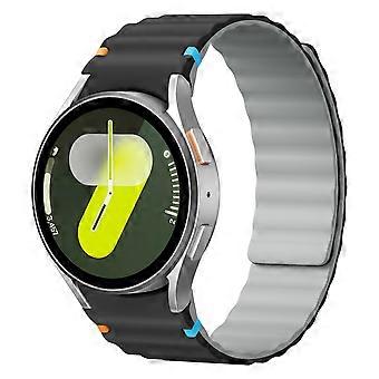 Magnetic Silicone Strap for Samsung Galaxy Watch 7 6 5 4 Classic, No‑Gap Sport Loop Black‑Gray