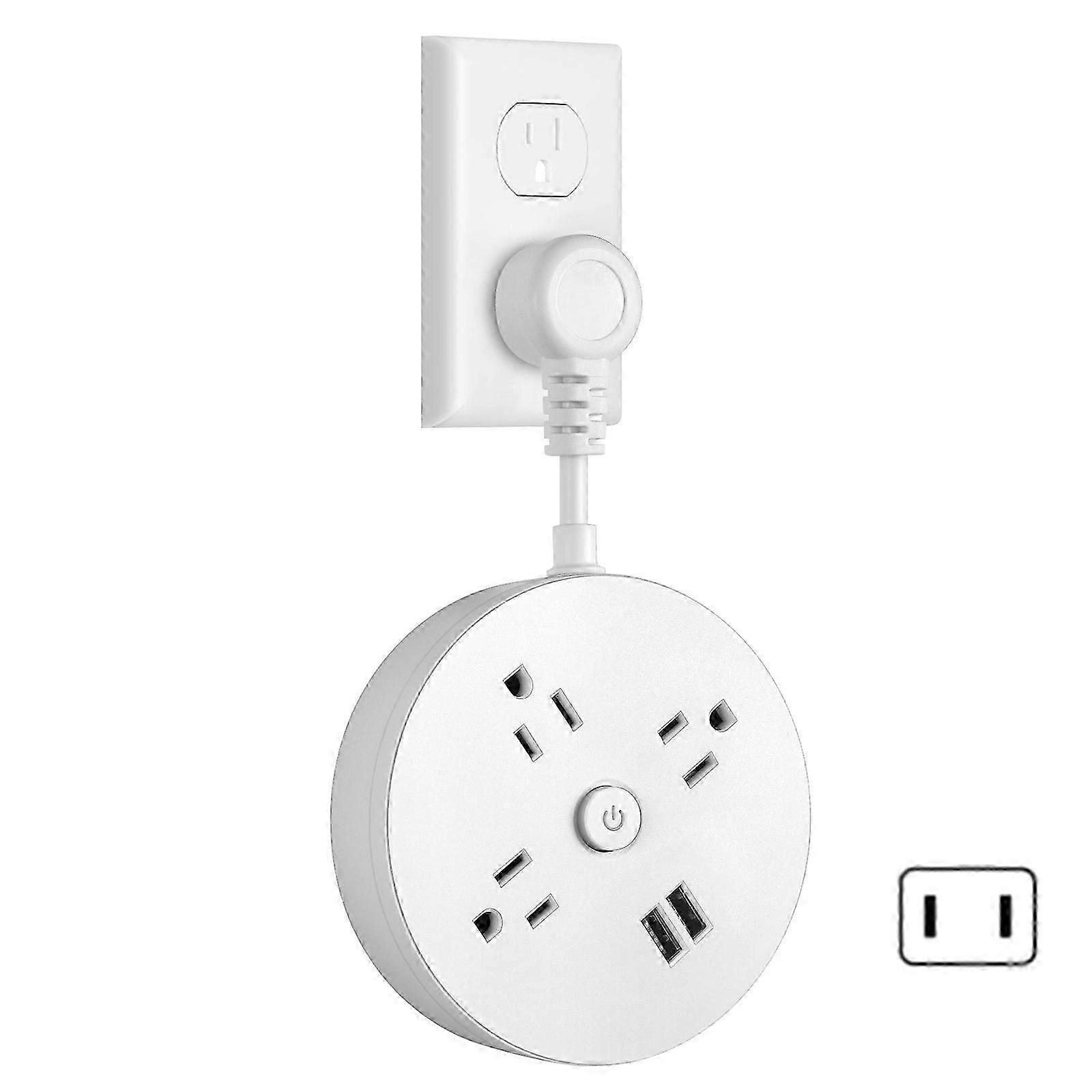 Power Panel Multifunction Wall Mount Socket Wall Outlet Extender with 2USB Interfaces & 3AC Outlets for Business Trip