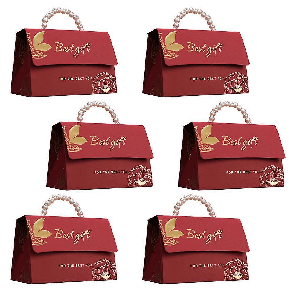 Wedding Candy Boxes Red Paper 6Pcs for Candy Storage Use