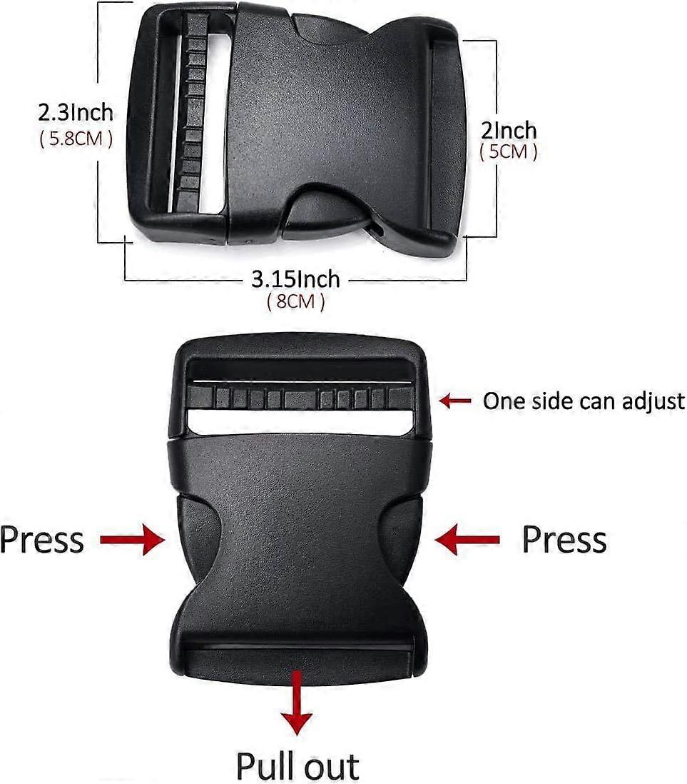 12-pack plastic buckles, 2-inch adjustable quick-release side buckles, suitable