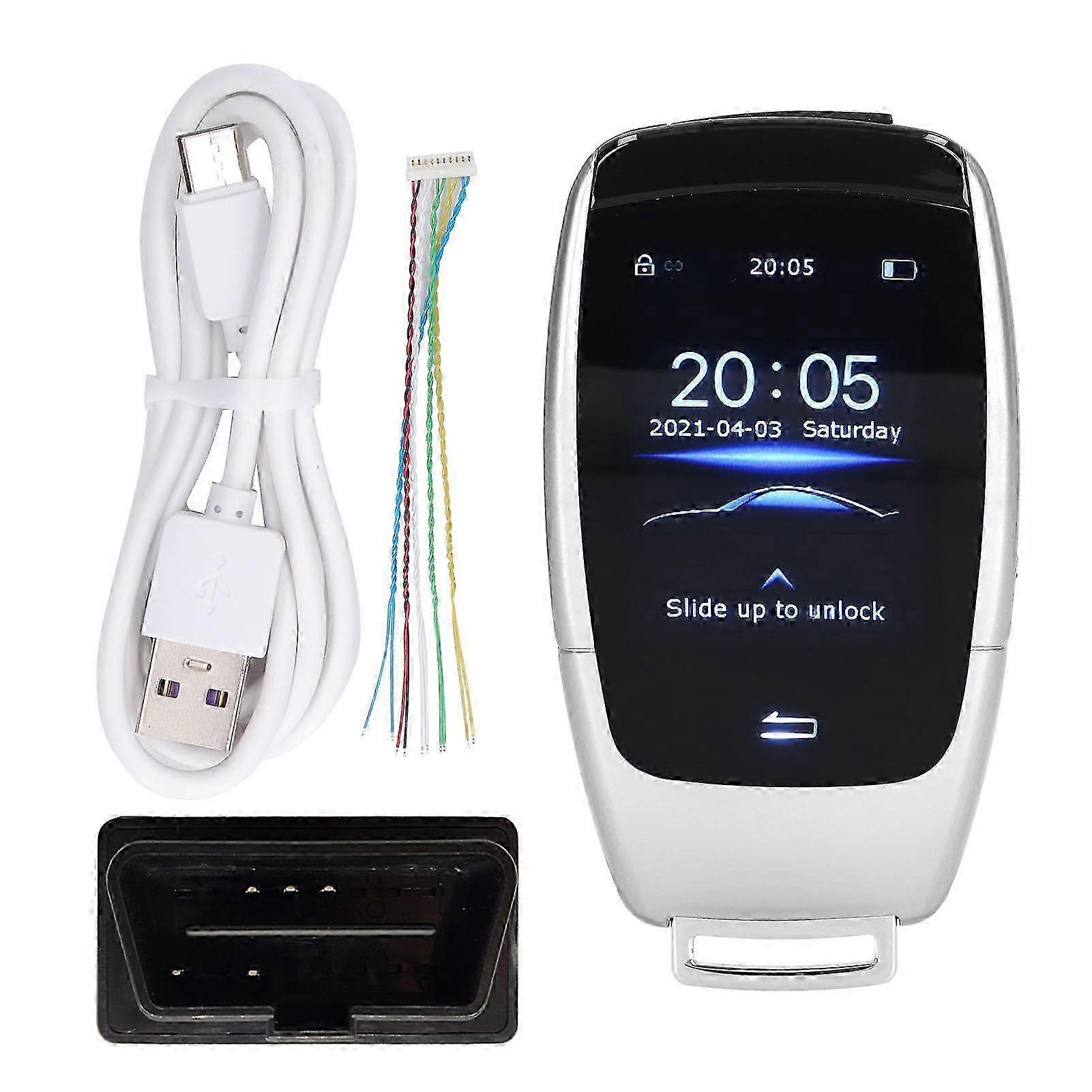 Universal TK900 LCD Touch Screen Smart Key Remote Keyless Entry compatible with Start Stop Engine Button Models Silver