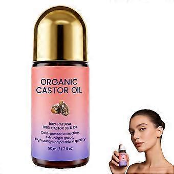 Organic Castor Oil Roll On - 50ml Cold Pressed Hair Skin Serum