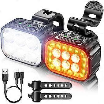 USB oppladbart sykkellys sett foran og bak LED baklys