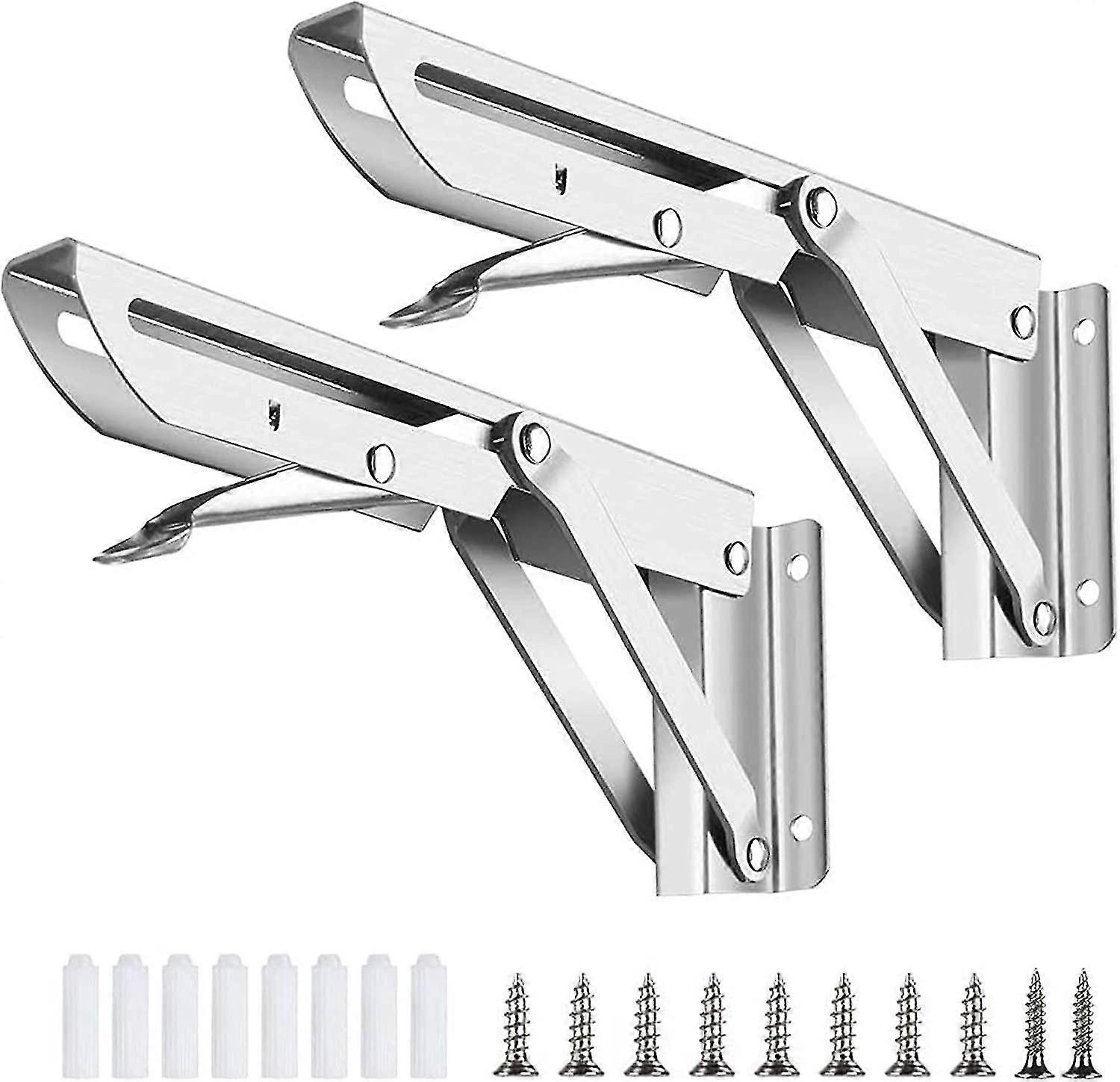 Stainless Steel Folding Shelf Bracket, 2pcs Folding Wall Shelf, Workbench Folding Bracket, Folding Support Bracket, Bracket For Wall Shelf, 250mm, Wit
