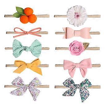 Baby Girl Headbands And Bows, Newborn Infant Toddler Nylon Hairbands Hair Accessories(10 Pcs)
