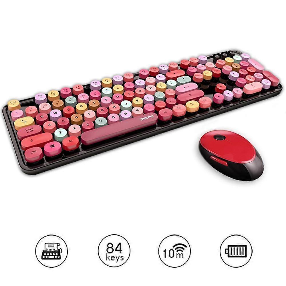 Wireless Bluetooth Keyboard Typewriter Keyboard Compatible with Android, Windows, PC, Suitable for Home-lipstick mix