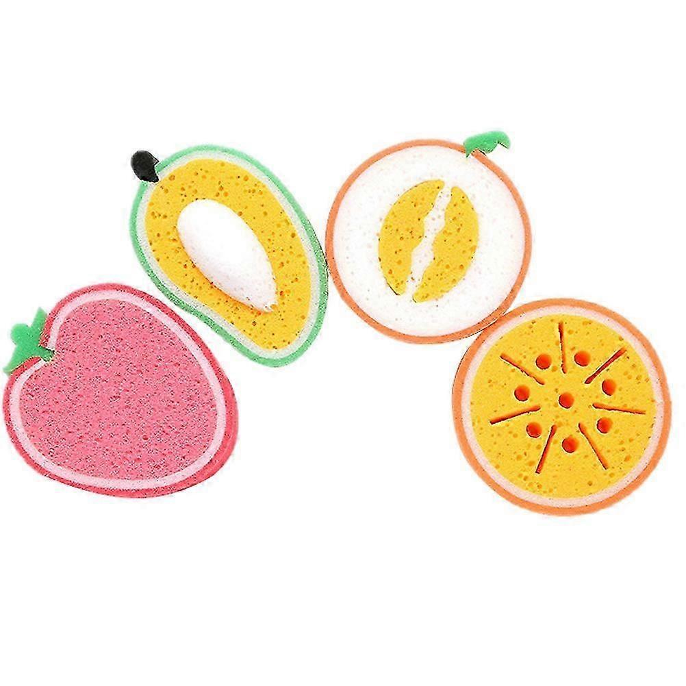 Scrub Sponges Fruit Shape for Kitchen Cleaning 4Pcs Thick Sponge
