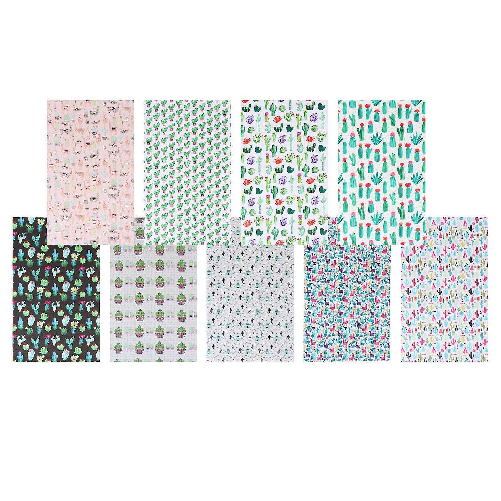 Cactus Printed Synthetic Sheet for DIY Craft 9Pcs Durable Set