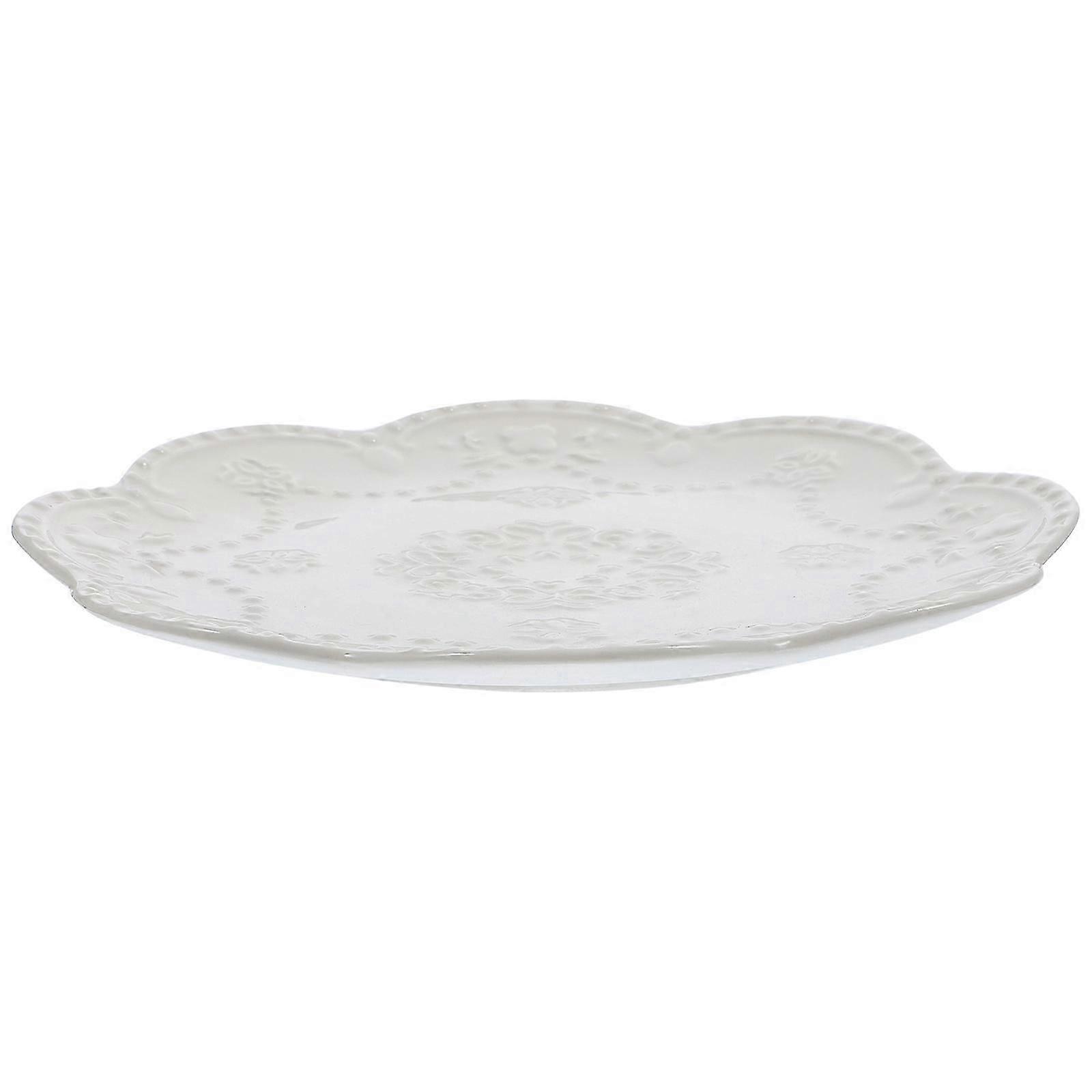 Ceramic Dinnerware Creative Dinner Plates for Restaurant KTV Small Size Pressed Edge Pattern 1Set