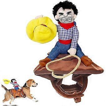 Fantasia de Cowboy para Cães, Traje de Sela em Fibra de Poliéster com Fechos para Cães de Pequeno Porte.