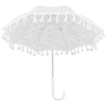 Lace Parasol Umbrella for Bride Wedding Photo Prop White Design