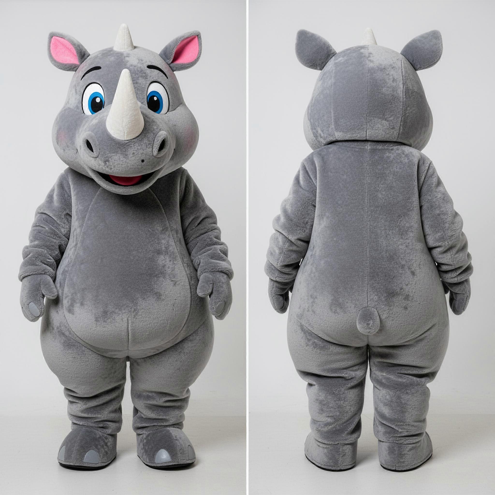MASTICOT Gray Broad Shouldered Rhinoceros Mascot