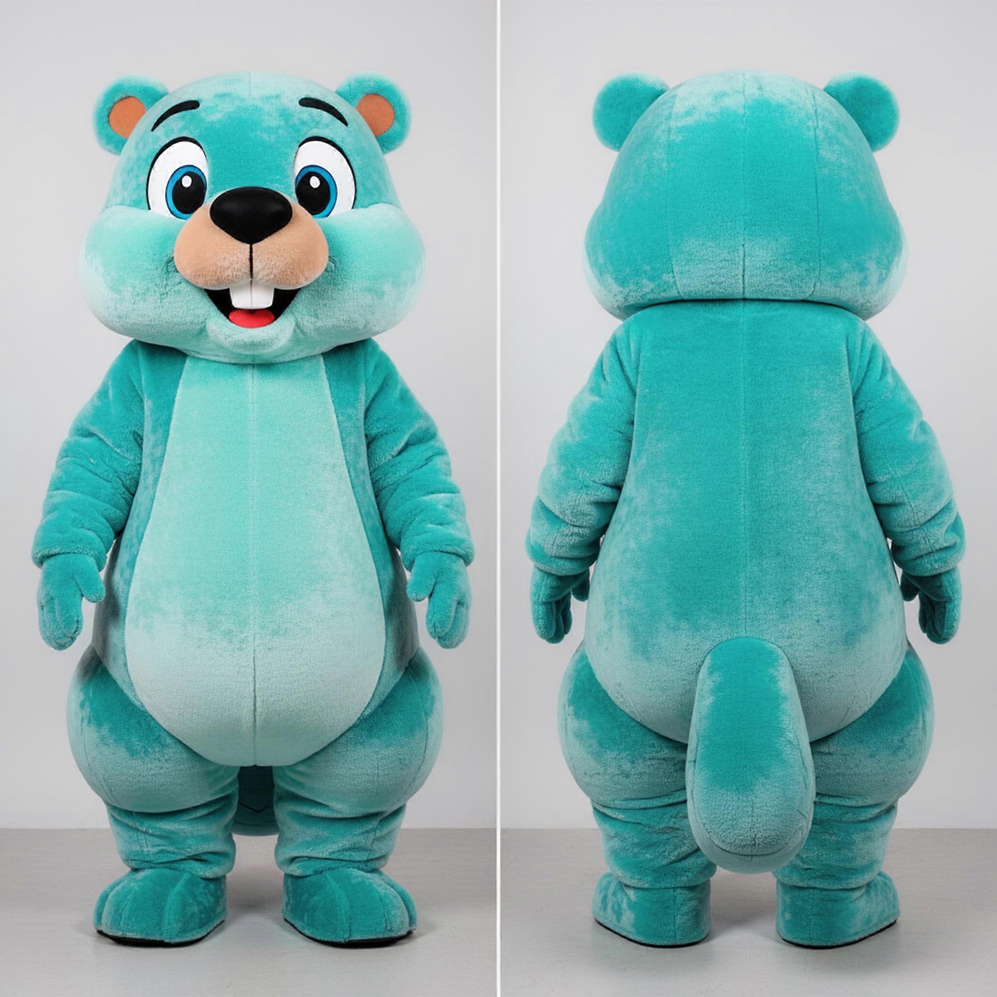 MASTICOT Turquoise Plush Beaver Mascot