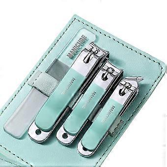 4Pcs/Set Toenail Clippers Fingernail Clipper with Faux Leather Case Sharp Sturdy Curved Edge Professional Stainless Steel Nail Clippers Set Travel Use
