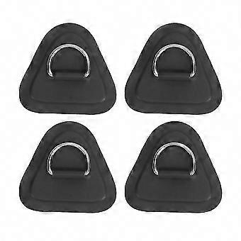 Remendos de reparo duráveis ​​em PVC - 4 remendos triangulares com argolas em D de aço inoxidável para barcos infláveis, jangadas, caiaques e pranchas de surfe.