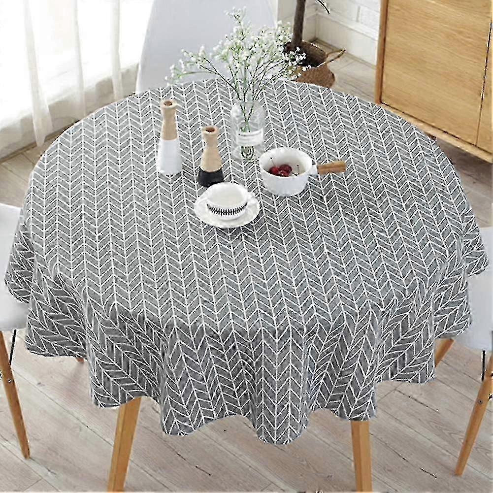 Round Durable Cotton Linen Tablecloth