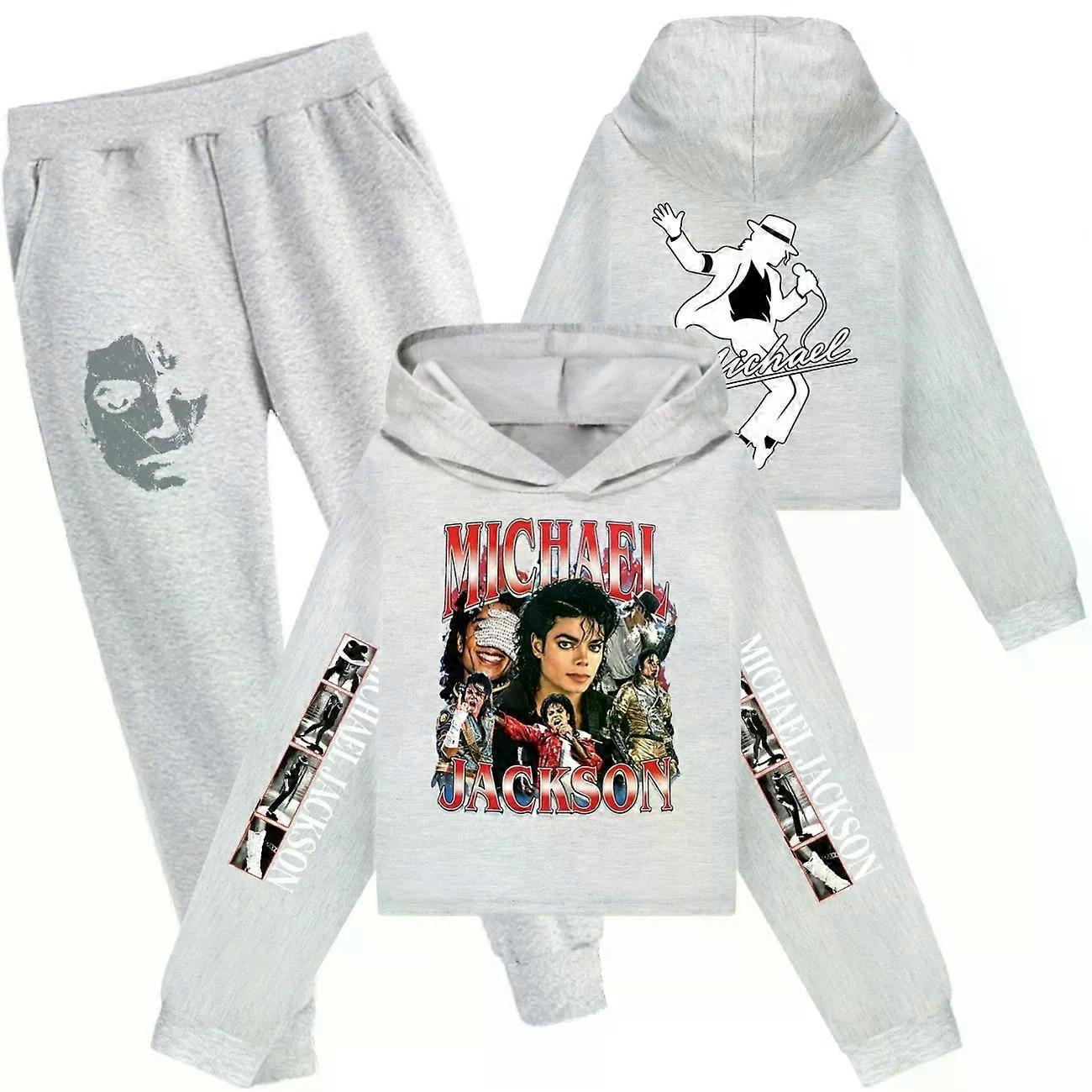 Conjunto infantil com moletom cropped e blusa de moletom com capuz do Michael Jackson