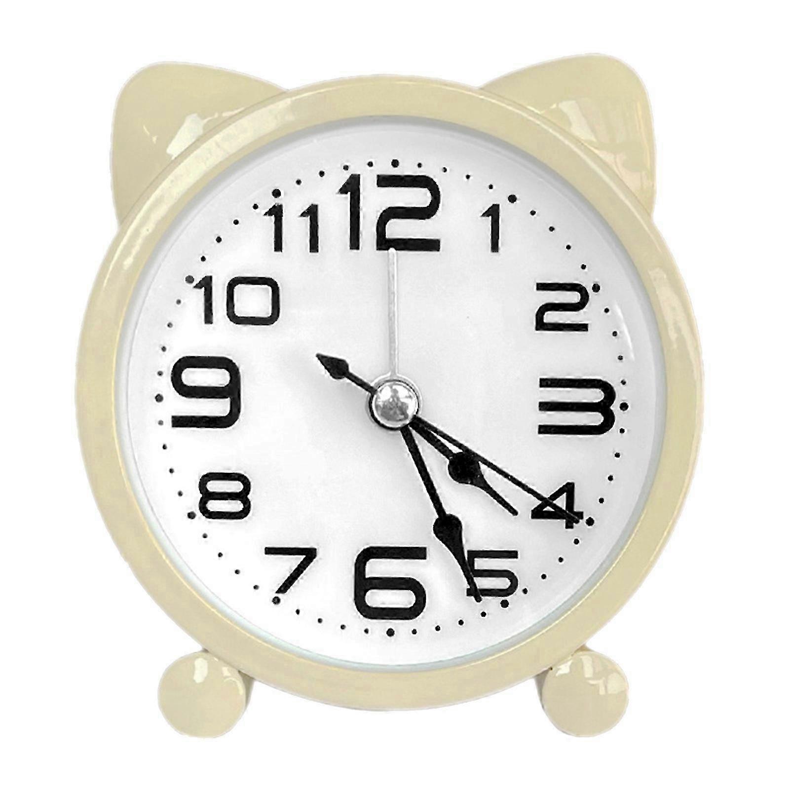 Silent Sweep Cat Ear Metal Clock