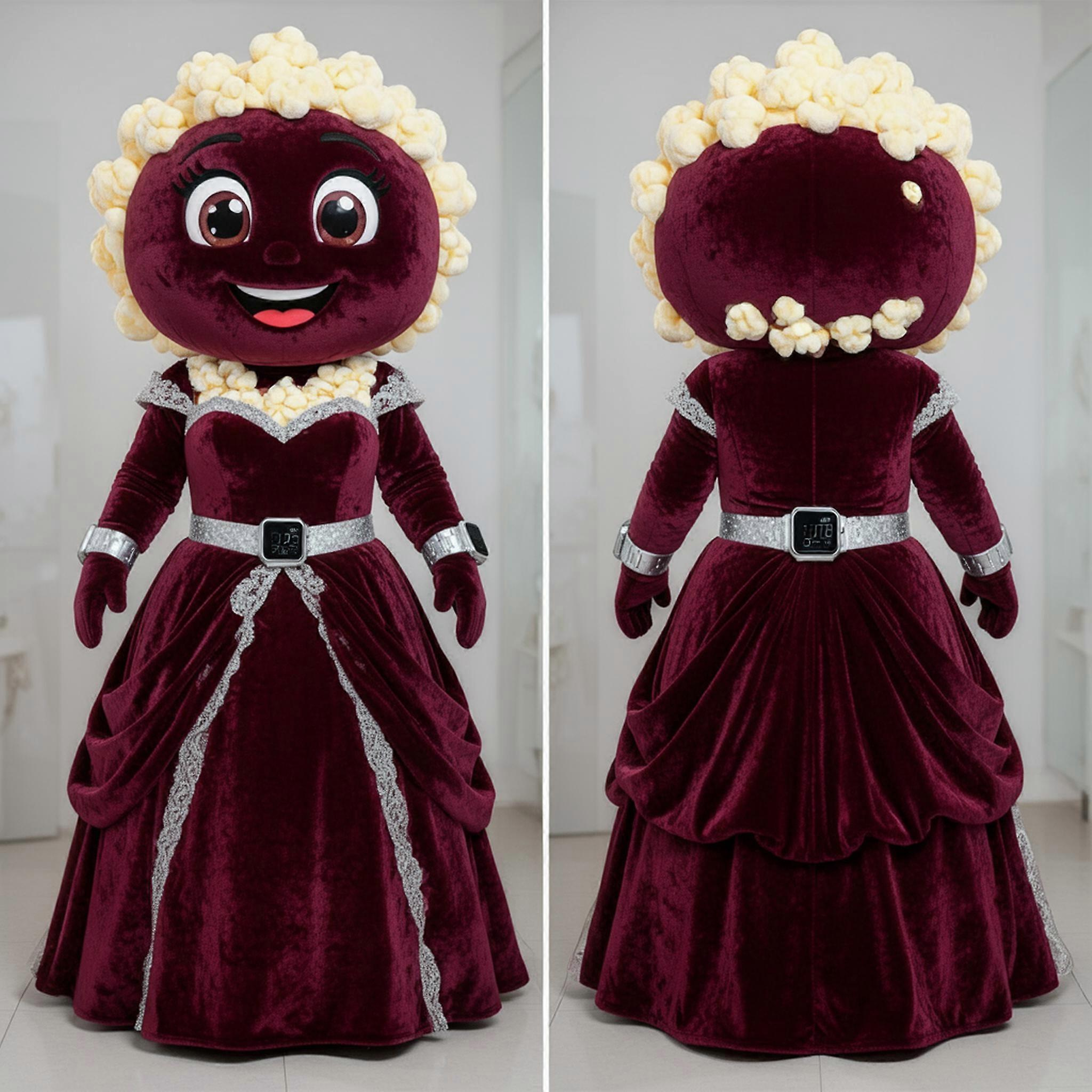 MASTICOT Maroon Velvety Pop Corn Mascot