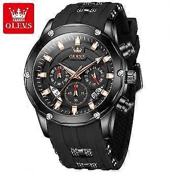 OLEVS 9991 Kalender Waterdicht Sportief Mode Rubber Multifunctioneel Chronograaf Quartz Horloge voor Heren
