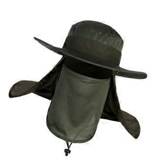 Mens Sun Hat Fast Drying Waterproof Nylon Breathable Mesh Detachable Veil Sun Protection Hat for Outdoor Fishing Camping OD Green