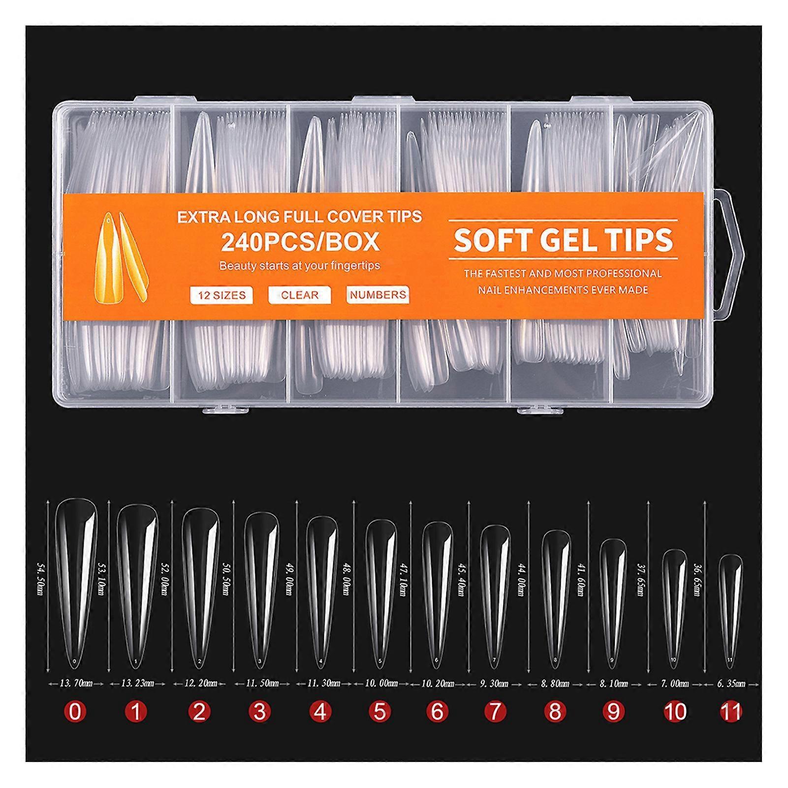 240-Piece Transparent Fake Nail Patch Set