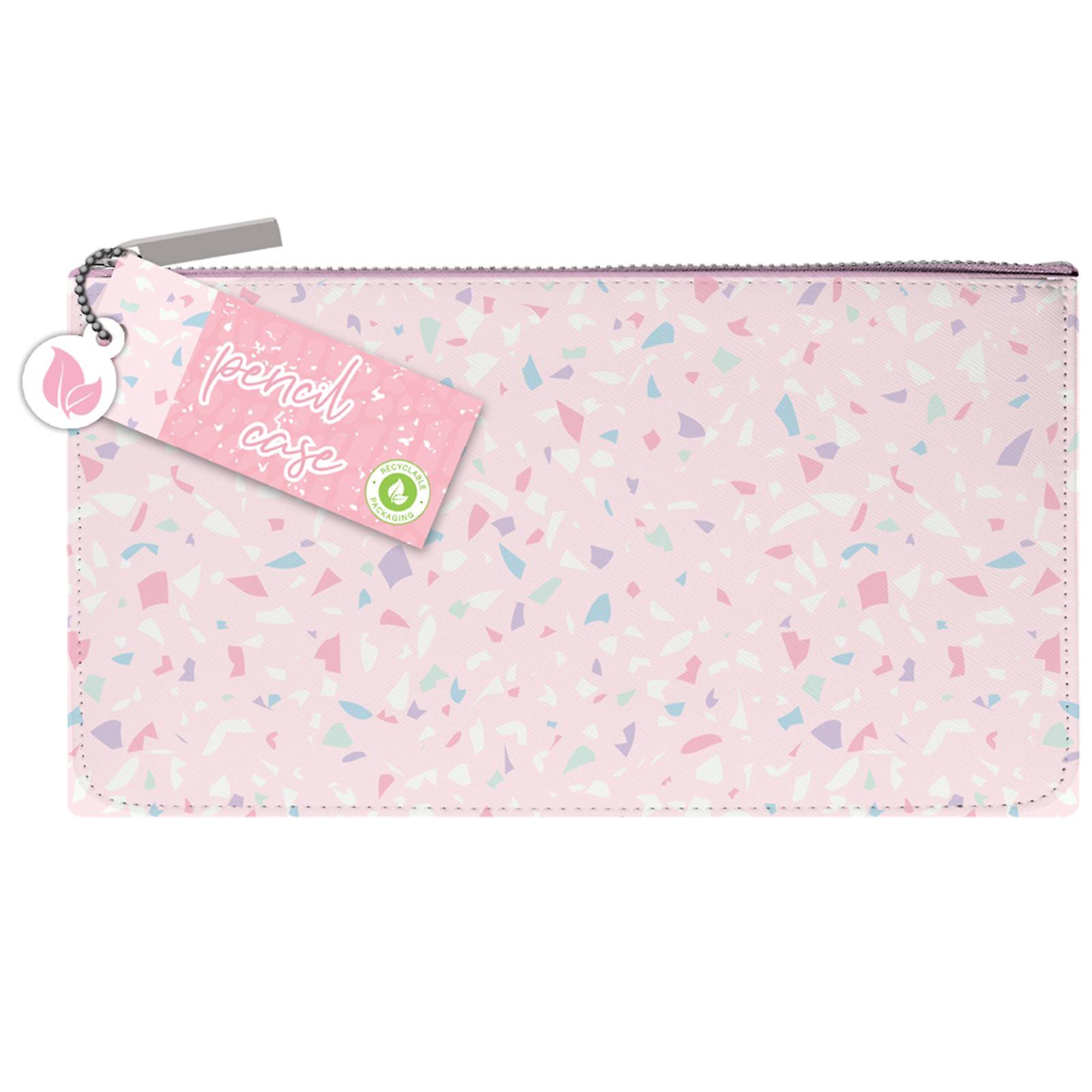 Stylish Pink Confetti Design Pencil Case Make Up Bag Back to School College