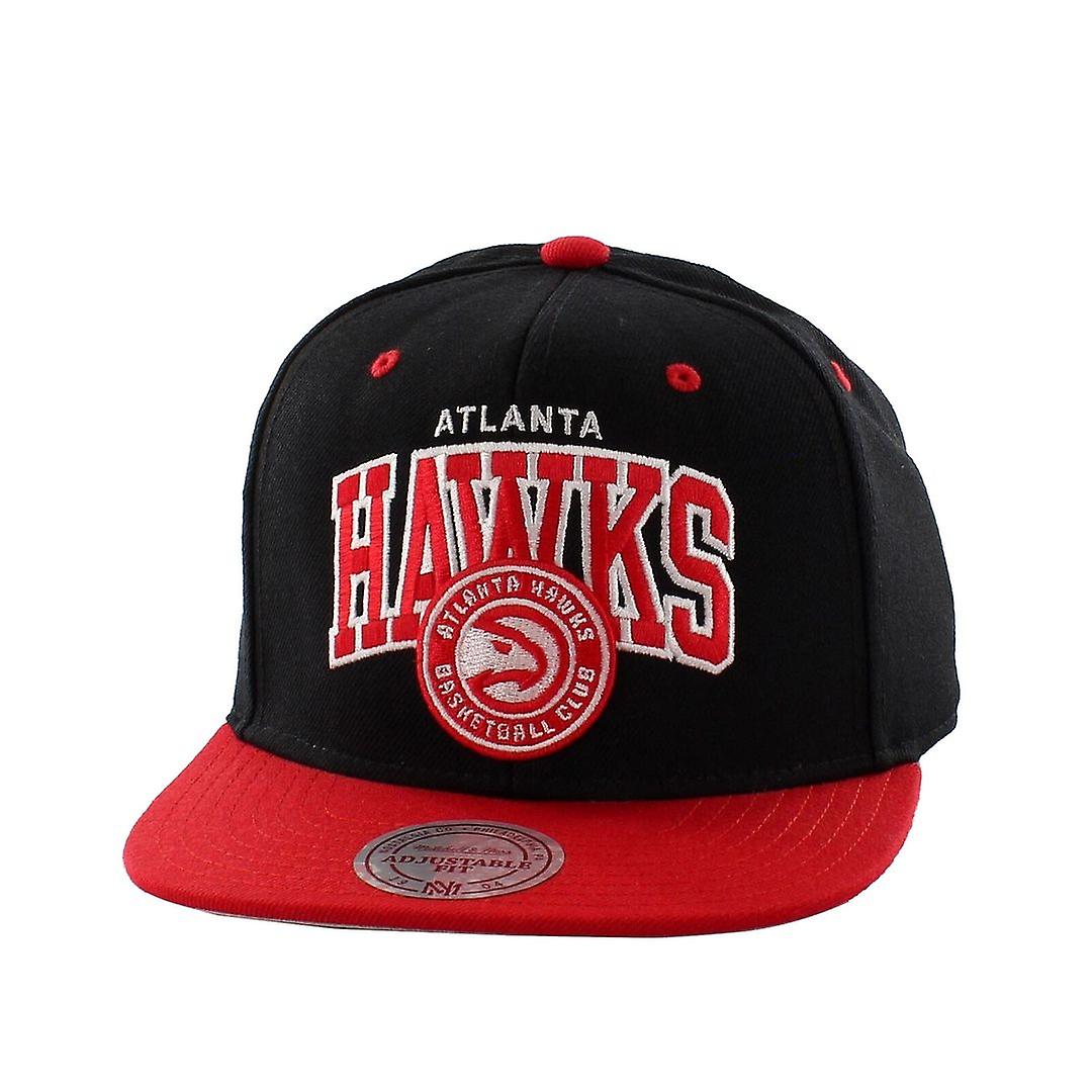Mitchell & Ness Atlanta Hawks Adjustable Flat Brim Black Red Unisex Cap MN NBA EU1129 ATLHAW BLKRED