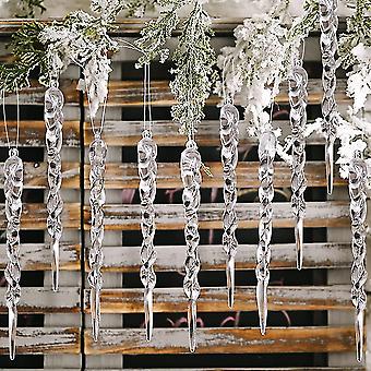 Qunclay 72 Pcs White Christmas Plastic Snowflake Ornament Acrylic Icicles Christmas Ornaments Set 6 Sizes Snow Flakes Winter Decorations Hanging Clear Icicles ForTree With String For Party