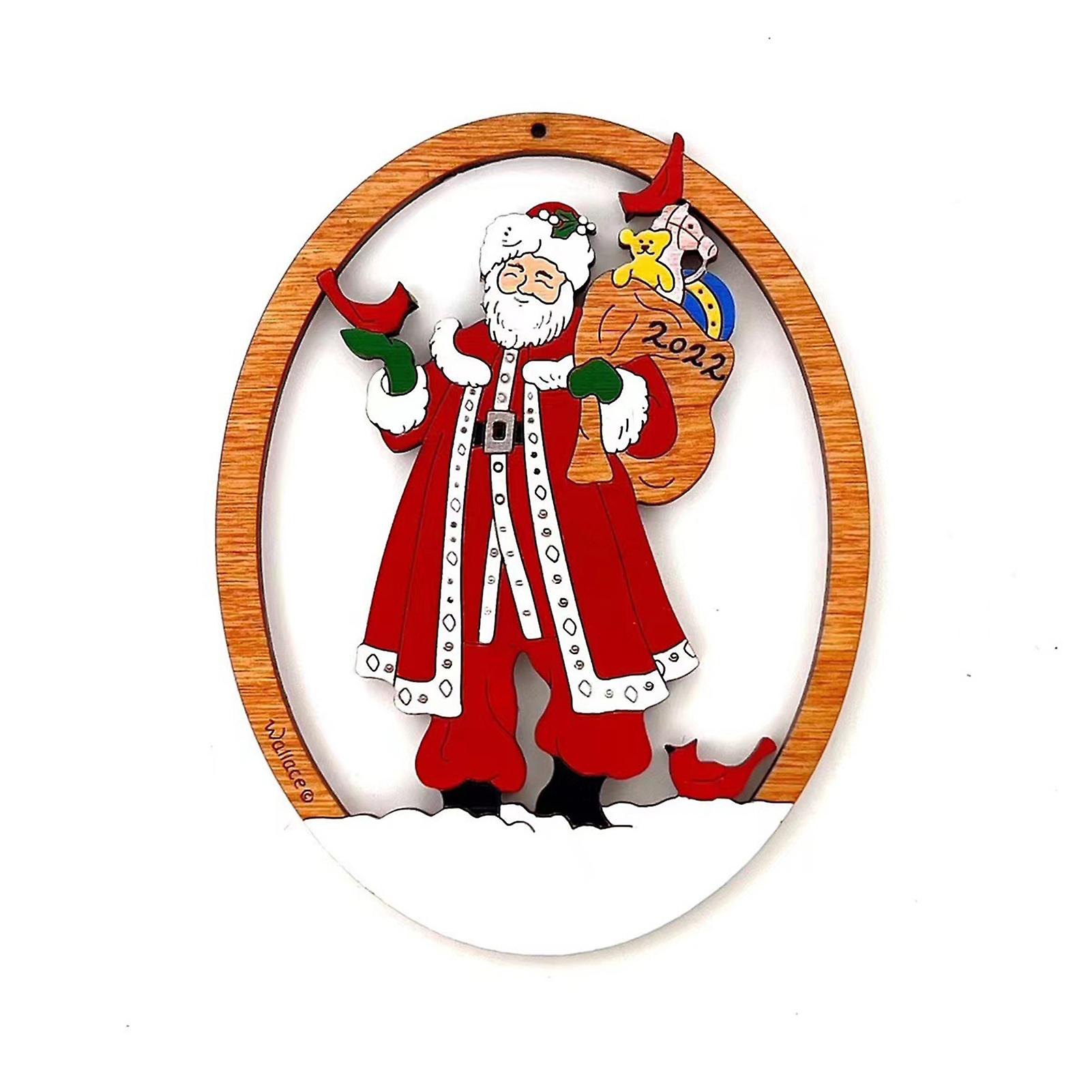 Santa Claus Pattern Xmas Pendant Exquisite Craft Hanging Decorations