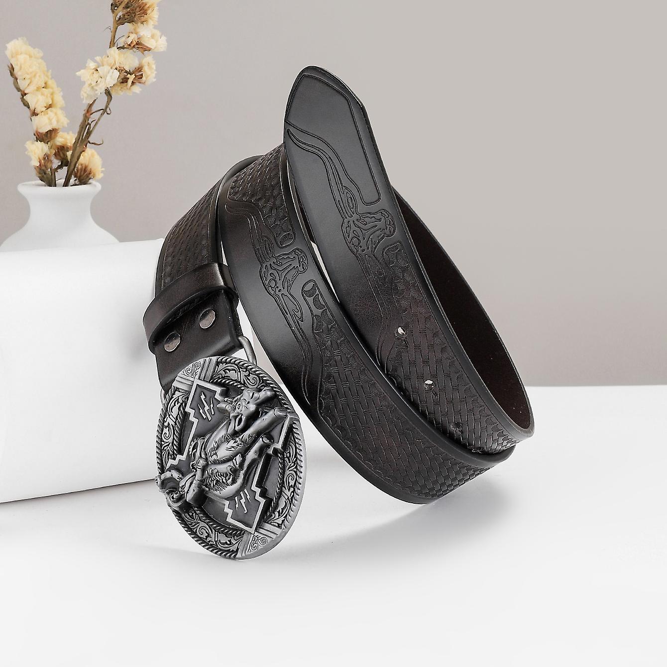 Western Cowboy Vintage Belt Fashion Casual Belt Business Style Ανδρική ανάγλυφη δερμάτινη ζώνη