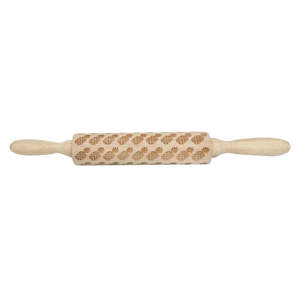 Wooden Embossed Engraved Rolling Pin For Cookie Dough Baking Tool Christmas Pineapple