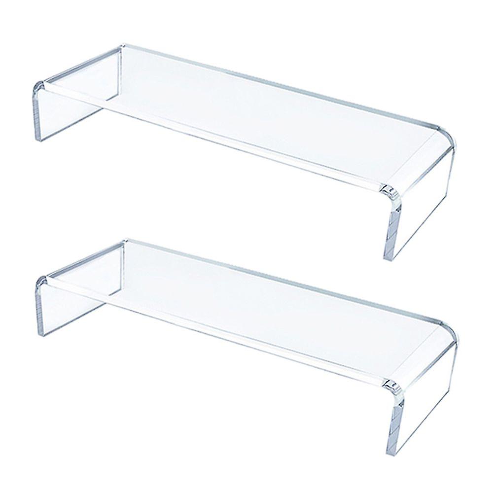 Home Clear Monitor Holder Shelf Pc Lcd Computer Monitor Mounting Tray Bracket 2 Pieces