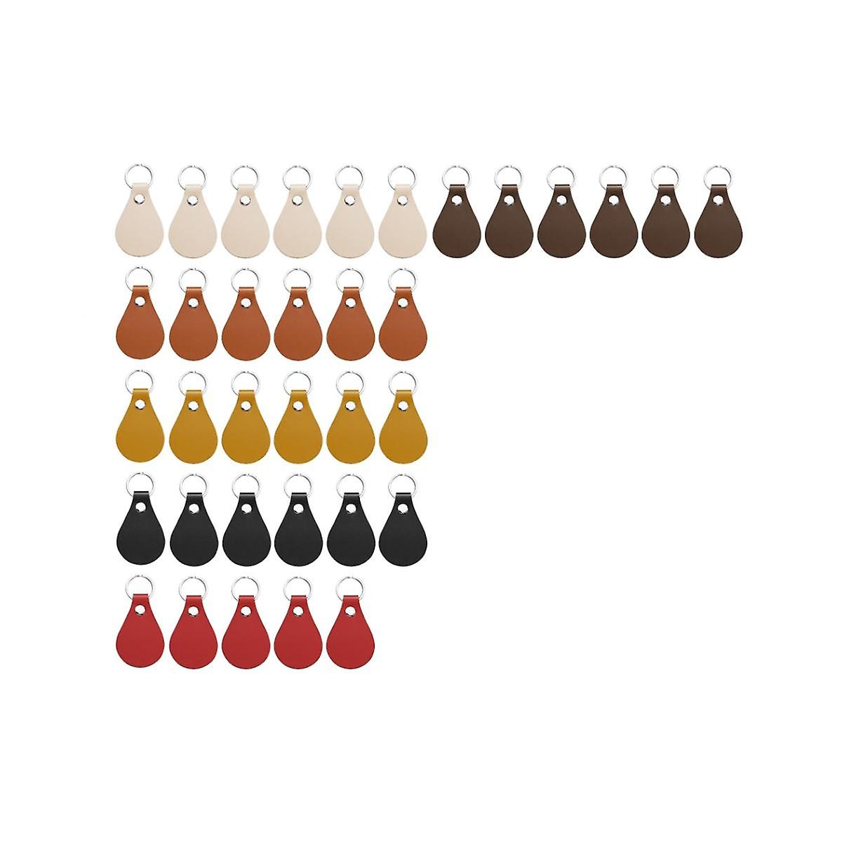 36Pcs PU Leather Key Chain Kit,Leather Key Fob Kit Leather Keychain with Key Rings and Rivets for D