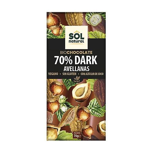 Vegan dark chocolate 70% with Bio hazelnut 70 g