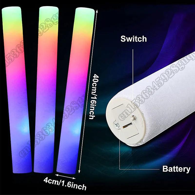 12/15/30/60Pcs/lot Glow Sticks Bulk Colorful Led Foam Stick Glow Sticks Cheer Tube Rgb Led Glow In The Dark Light For Xmas Party